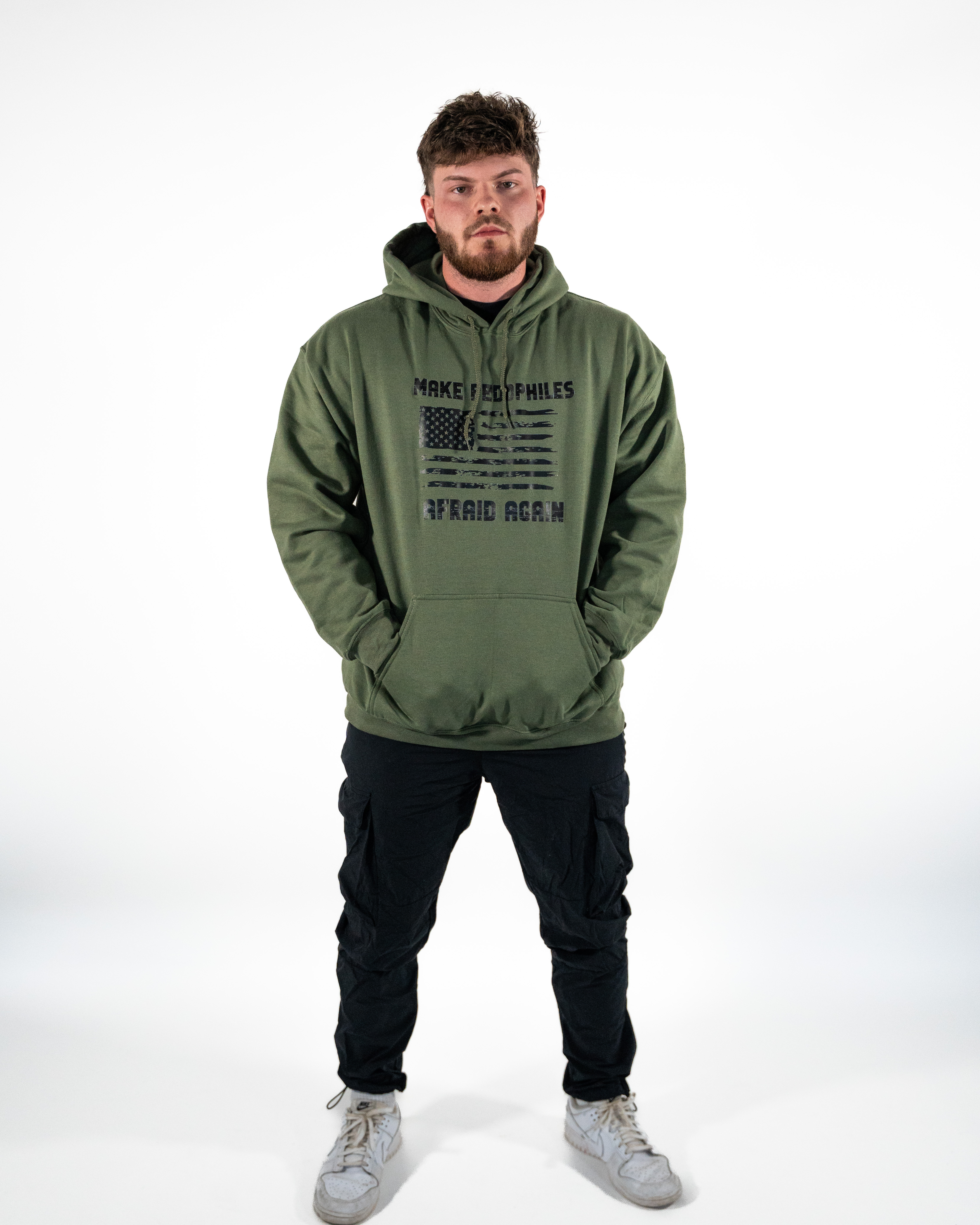 Make Pedophiles Afraid Again Hoodie (Military Green)